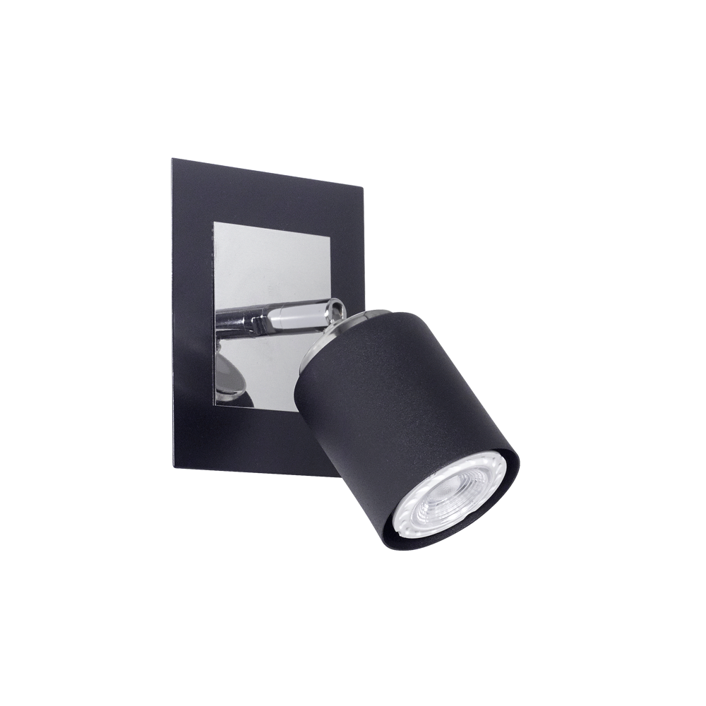 APLIQUE 1 LUZ BASE CUADRADA NEGRO/CROMO GU10